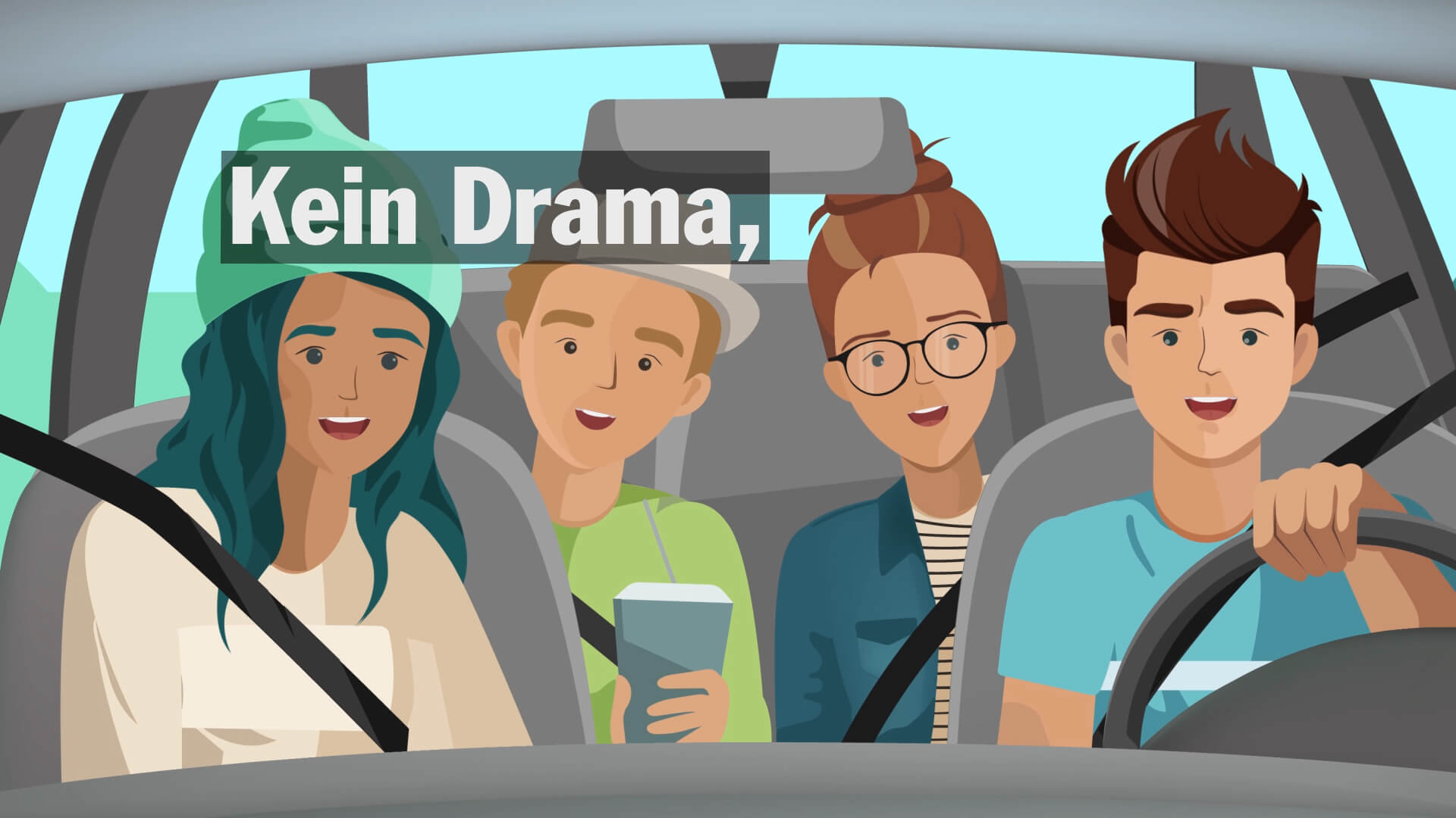 Bild2 aus animiertes Werbevideo ÖAMTC Fröhliche Menschen im Auto