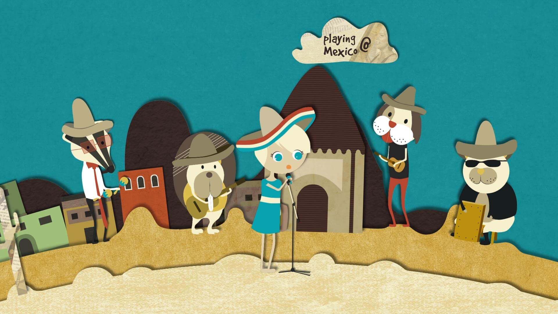 Illustration des animierten Musikvideos "Follow You" Band in Mexiko