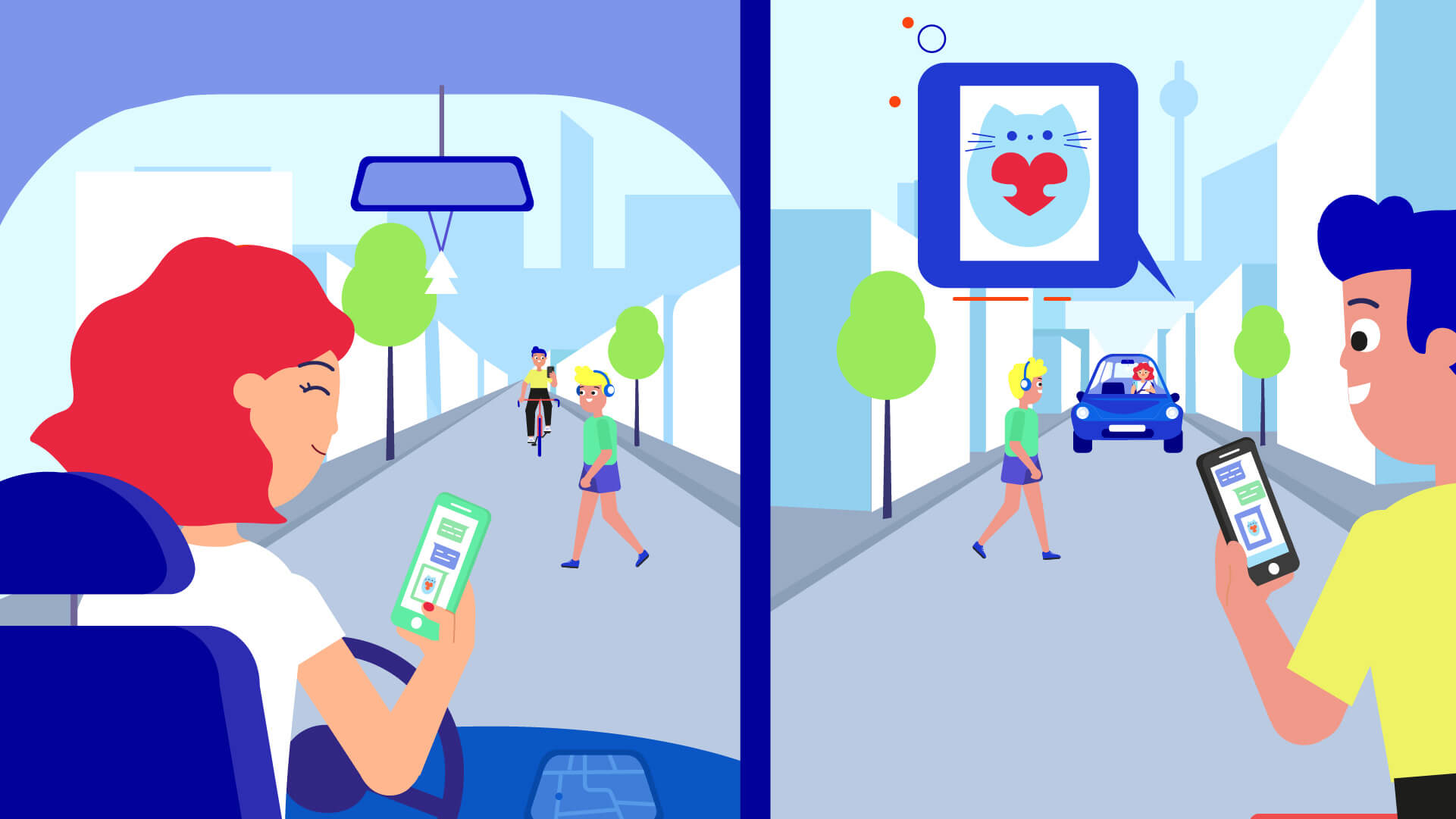 Bild aus Awareness Video Kuratorium Verkehrssicherheit zeigt Ablenkung am Steuer durch Handy