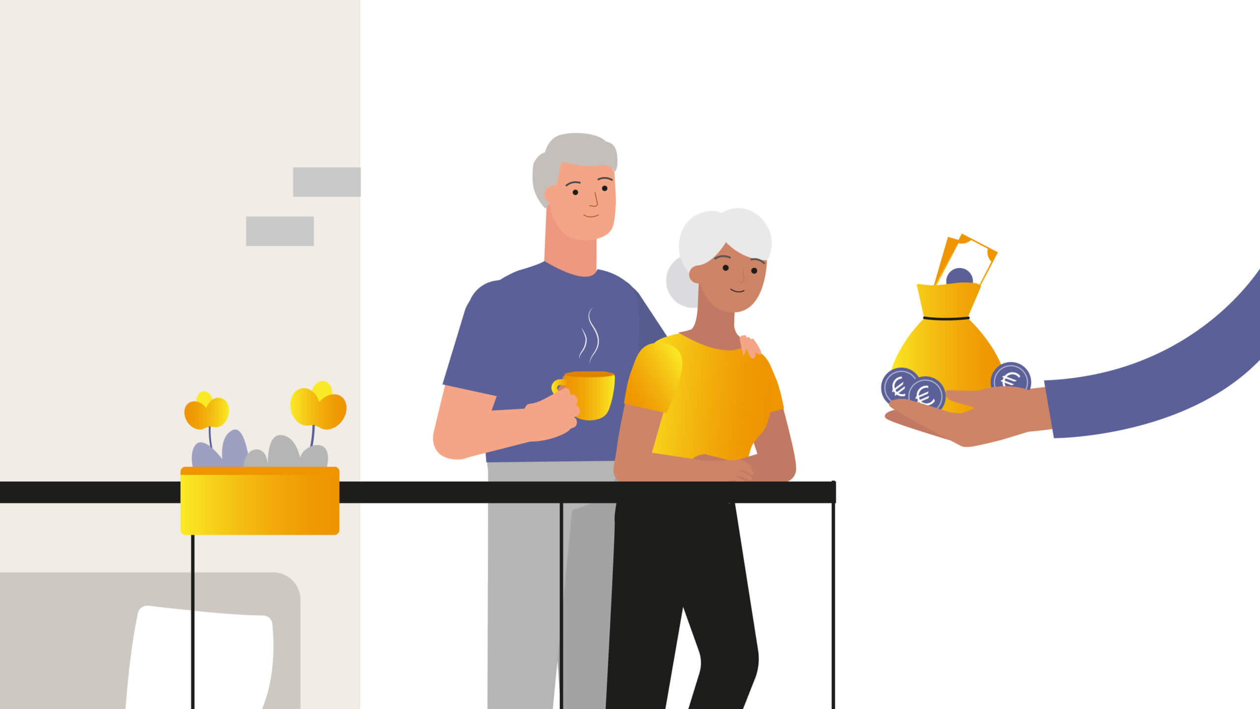 Illustration aus dem Erklärvideo finanzieller Polster in der Pension - Geld sparen