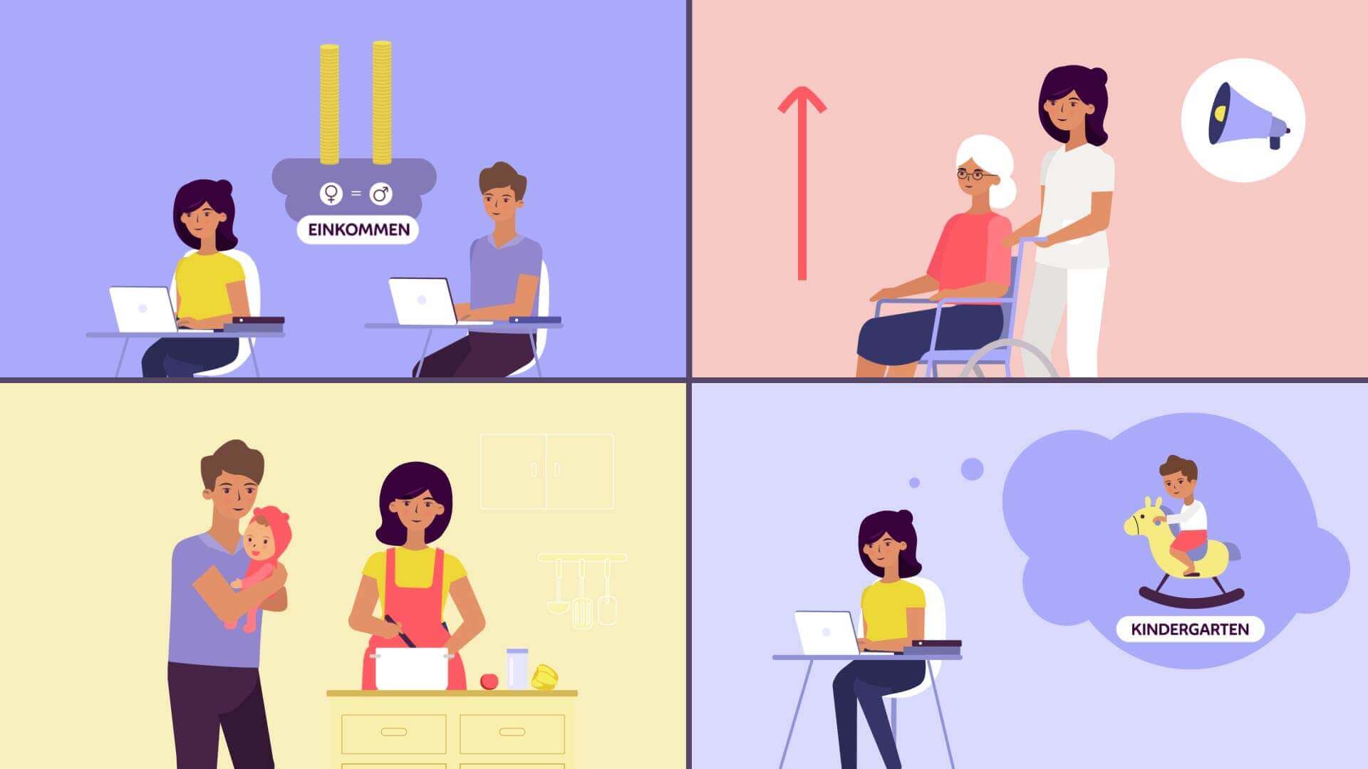 Illustration aus dem Erklärvideo Gender Pension Gap der Stadt Wien