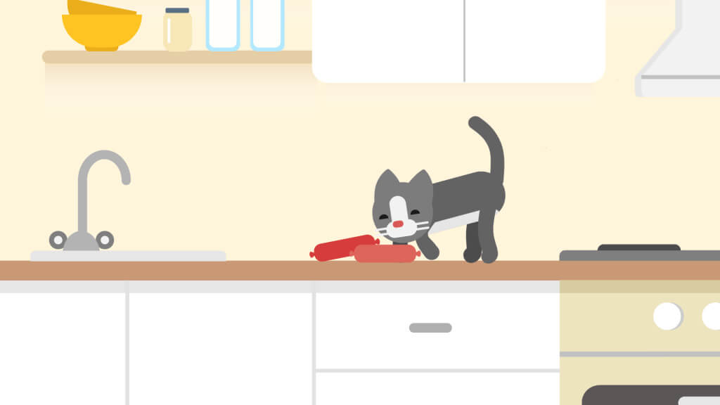 Bild aus Erklärvideo AGES zum Thema Hygiene in der Küche Katze auf Küchenplatte