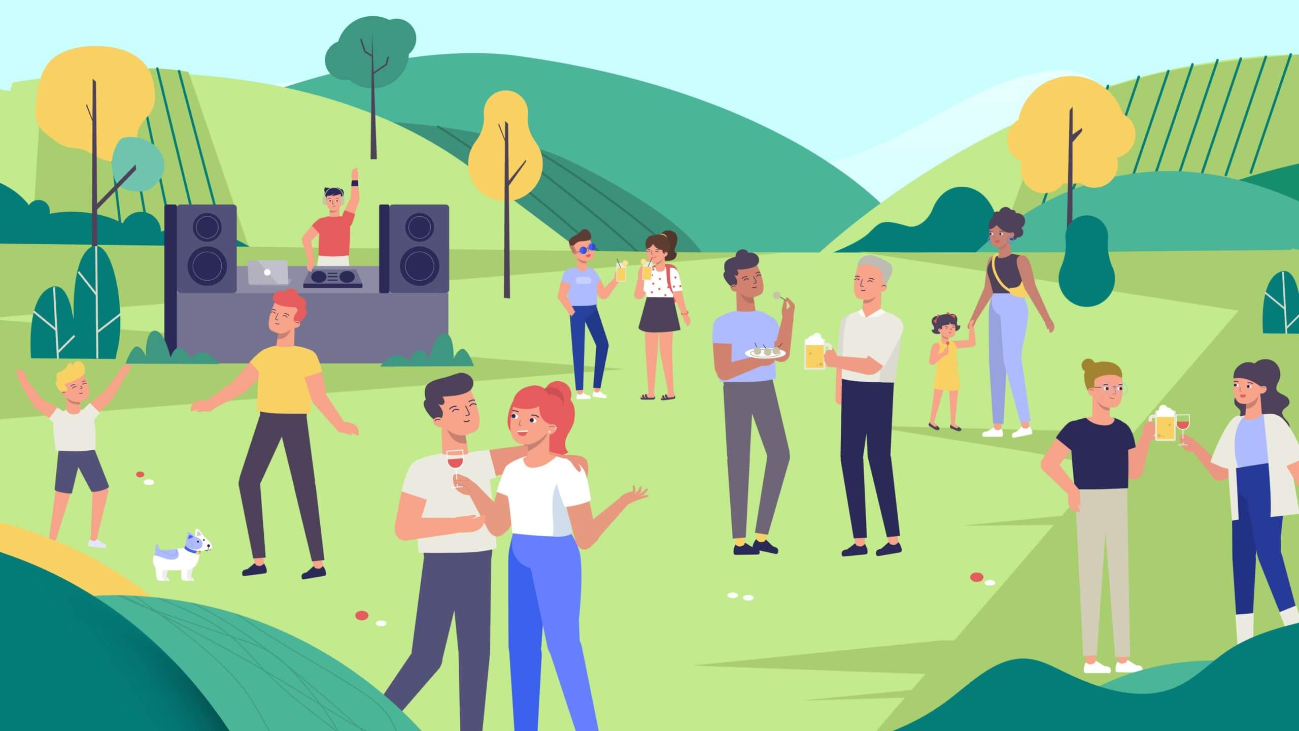 Illustration2 aus Zown Immobilien Erklärvideo - Party im Grünen